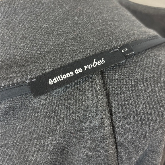 ÉDITIONS DE ROBES Charcoal Stretch Knit Dress | High Neck Zip Front | Size 2 - Picture 11 of 12